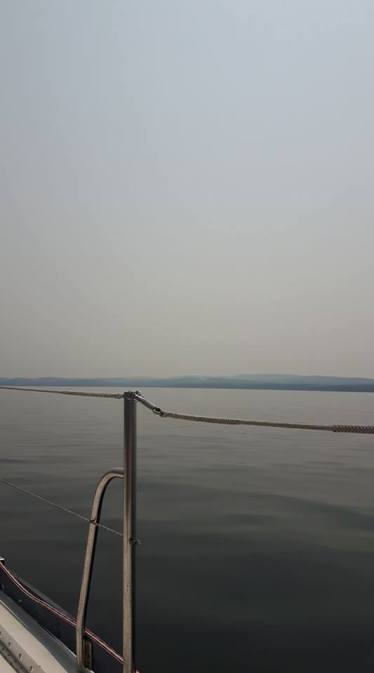 glassy calm on delivery to Garden Bay